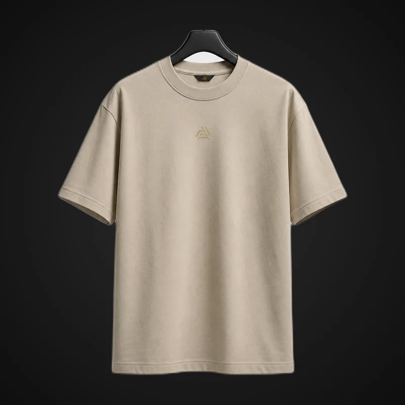 August Oversize Beige - Logo geométrico — imagen 1